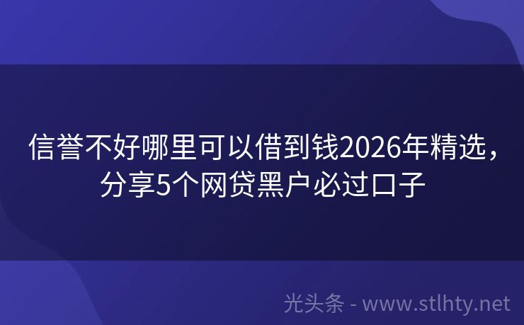 信誉不好哪里可以借到钱2026年精选，分享5个网贷黑户必过口子
