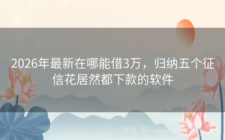 2026年最新在哪能借3万，归纳五个征信花居然都下款的软件