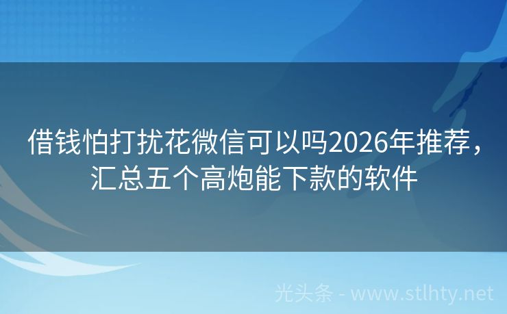 借钱怕打扰花微信可以吗2026年推荐，汇总五个高炮能下款的软件