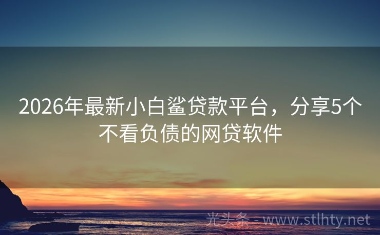 2026年最新小白鲨贷款平台，分享5个不看负债的网贷软件