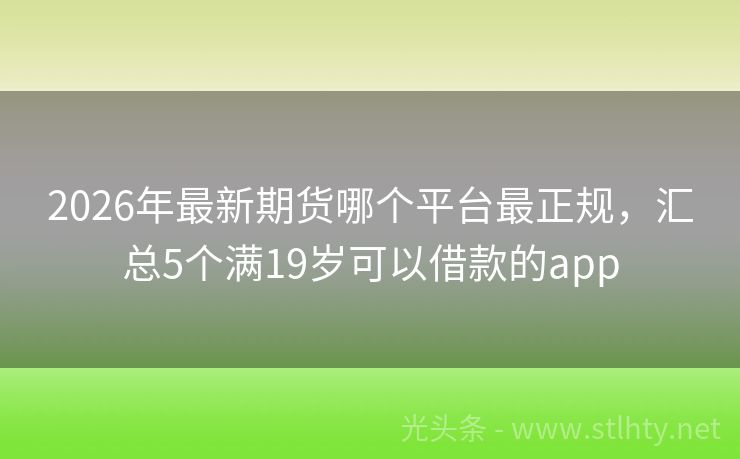 2026年最新期货哪个平台最正规，汇总5个满19岁可以借款的app