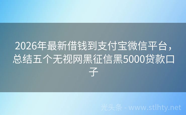 2026年最新借钱到支付宝微信平台，总结五个无视网黑征信黑5000贷款口子