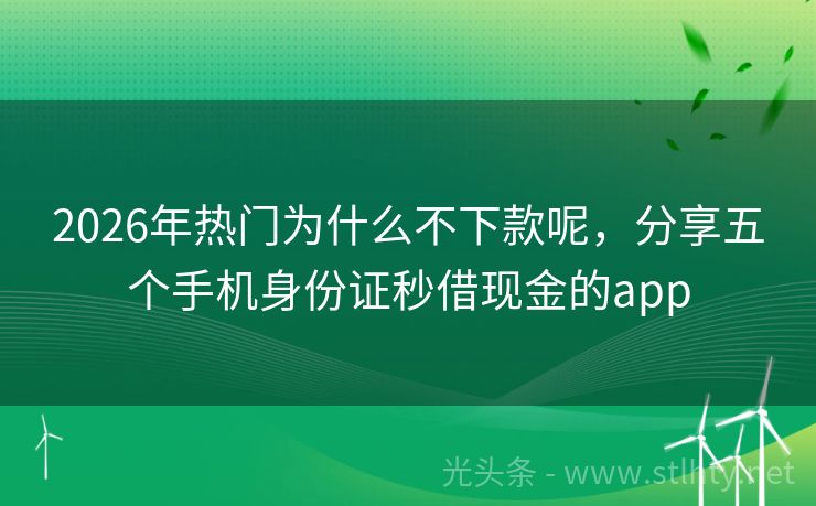 2026年热门为什么不下款呢，分享五个手机身份证秒借现金的app