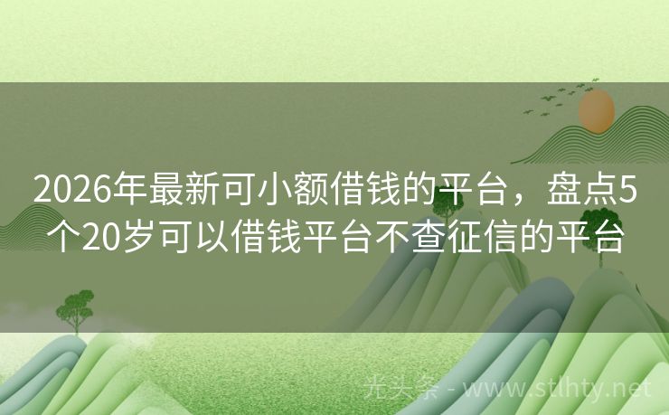 2026年最新可小额借钱的平台，盘点5个20岁可以借钱平台不查征信的平台