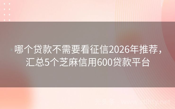哪个贷款不需要看征信2026年推荐，汇总5个芝麻信用600贷款平台