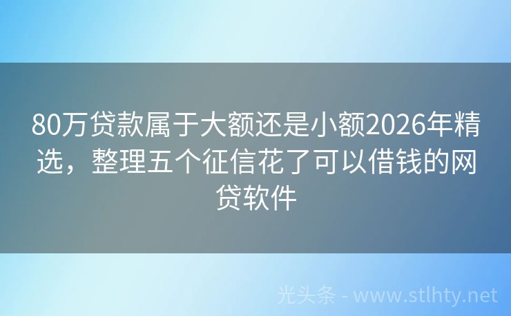 80万贷款属于大额还是小额2026年精选，整理五个征信花了可以借钱的网贷软件