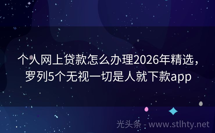 个人网上贷款怎么办理2026年精选，罗列5个无视一切是人就下款app