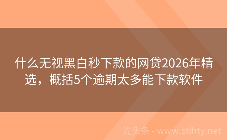 什么无视黑白秒下款的网贷2026年精选，概括5个逾期太多能下款软件