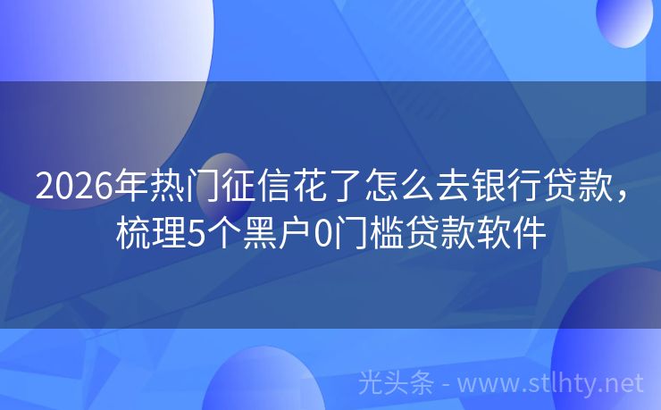 2026年热门征信花了怎么去银行贷款，梳理5个黑户0门槛贷款软件