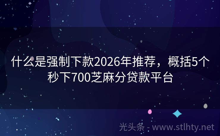 什么是强制下款2026年推荐，概括5个秒下700芝麻分贷款平台