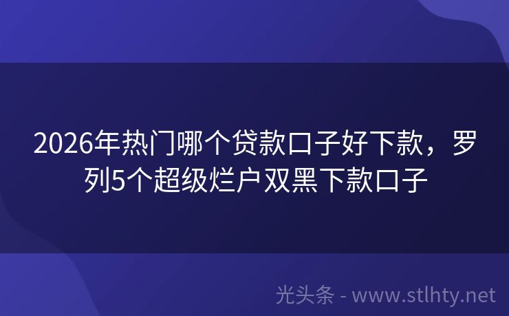 2026年热门哪个贷款口子好下款，罗列5个超级烂户双黑下款口子