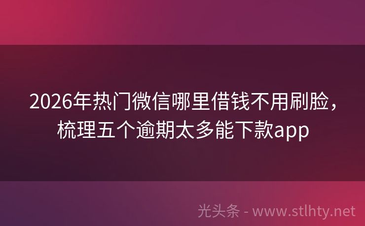 2026年热门微信哪里借钱不用刷脸，梳理五个逾期太多能下款app