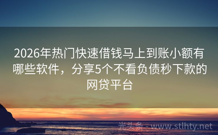 2026年热门快速借钱马上到账小额有哪些软件，分享5个不看负债秒下款的网贷平台