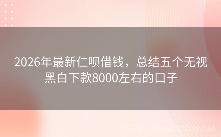 2026年最新仁呗借钱，总结五个无视黑白下款8000左右的口子