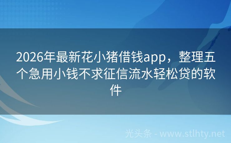 2026年最新花小猪借钱app，整理五个急用小钱不求征信流水轻松贷的软件