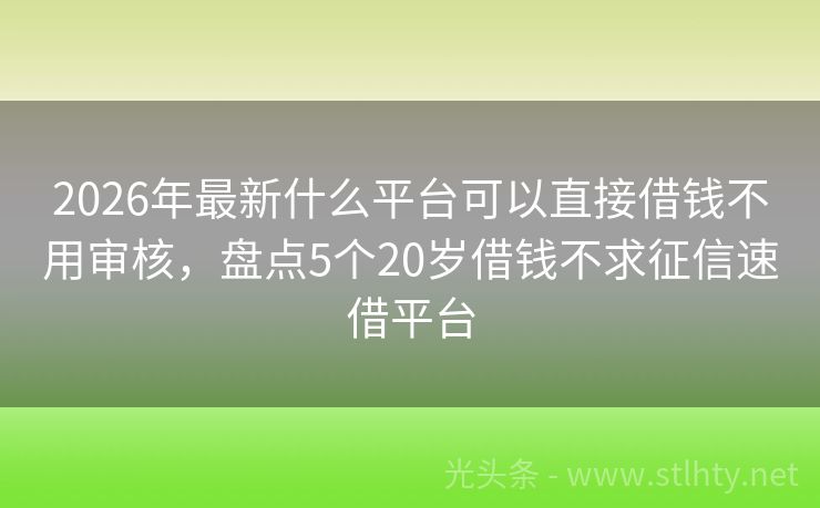 2026年最新什么平台可以直接借钱不用审核，盘点5个20岁借钱不求征信速借平台