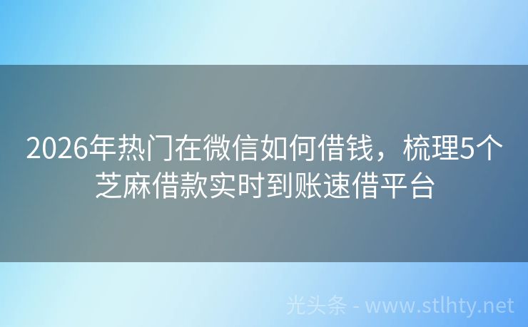 2026年热门在微信如何借钱，梳理5个芝麻借款实时到账速借平台