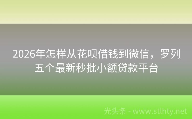 2026年怎样从花呗借钱到微信，罗列五个最新秒批小额贷款平台