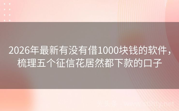 2026年最新有没有借1000块钱的软件，梳理五个征信花居然都下款的口子