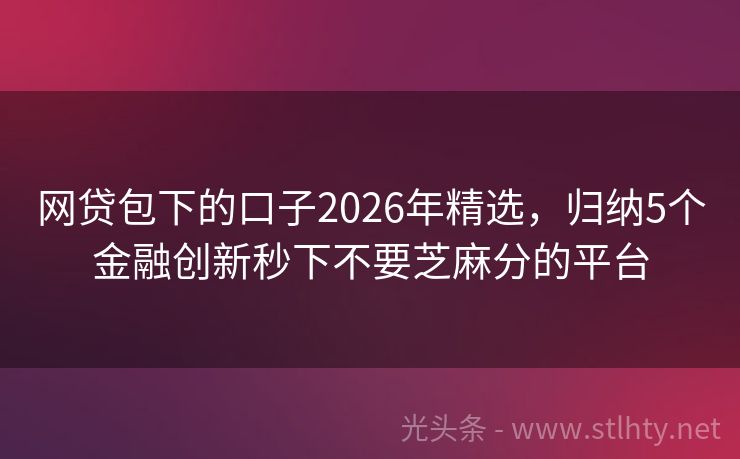 网贷包下的口子2026年精选，归纳5个金融创新秒下不要芝麻分的平台