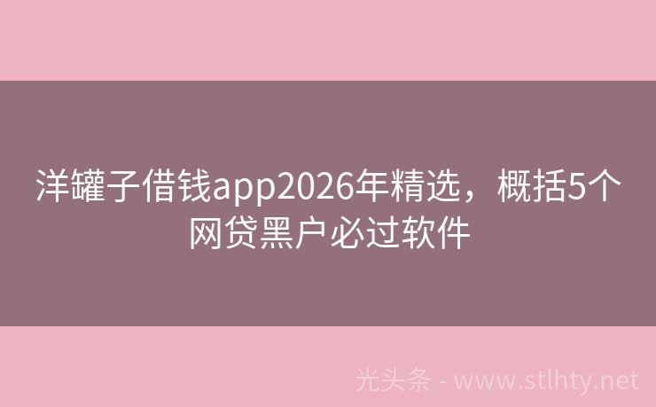 洋罐子借钱app2026年精选，概括5个网贷黑户必过软件