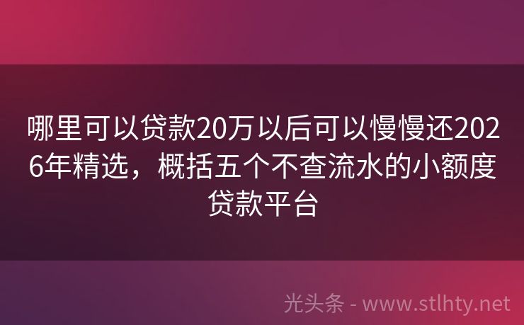 哪里可以贷款20万以后可以慢慢还2026年精选，概括五个不查流水的小额度贷款平台