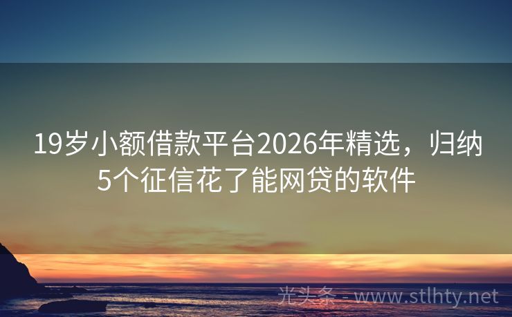 19岁小额借款平台2026年精选，归纳5个征信花了能网贷的软件