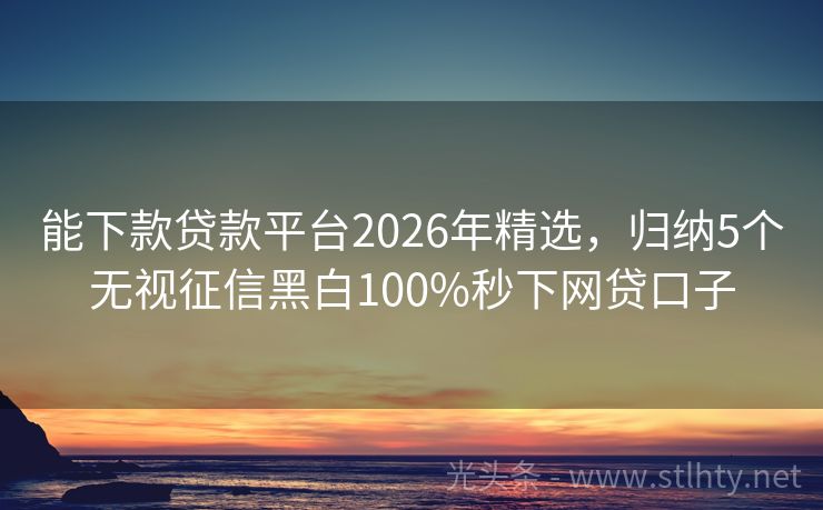 能下款贷款平台2026年精选，归纳5个无视征信黑白100%秒下网贷口子