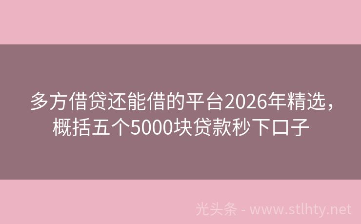 多方借贷还能借的平台2026年精选，概括五个5000块贷款秒下口子
