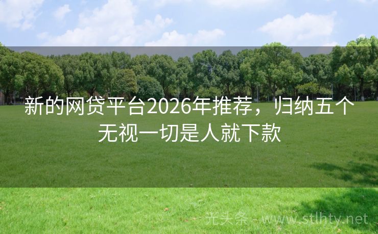 新的网贷平台2026年推荐，归纳五个无视一切是人就下款