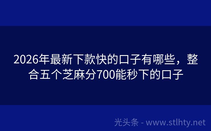 2026年最新下款快的口子有哪些，整合五个芝麻分700能秒下的口子