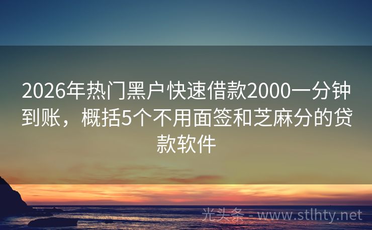 2026年热门黑户快速借款2000一分钟到账，概括5个不用面签和芝麻分的贷款软件
