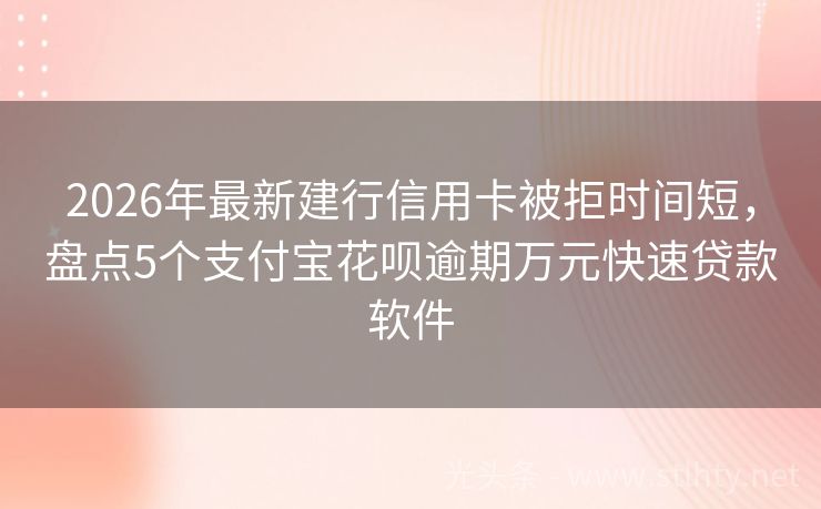 2026年最新建行信用卡被拒时间短，盘点5个支付宝花呗逾期万元快速贷款软件