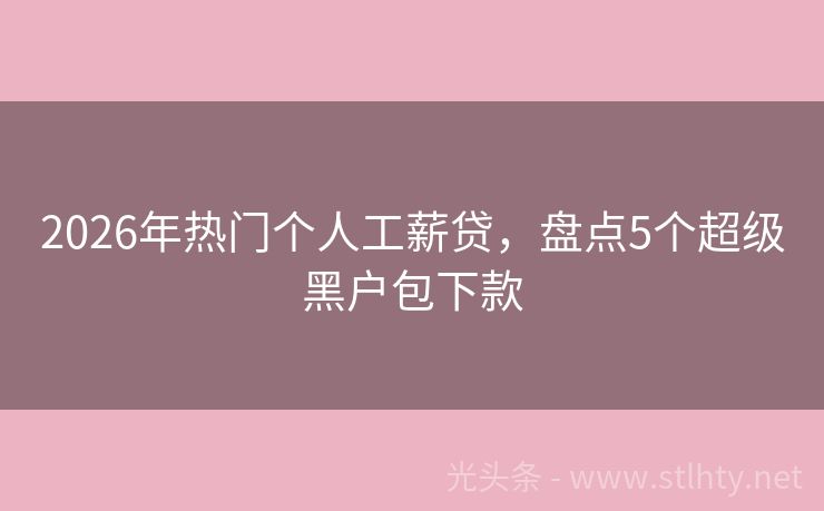 2026年热门个人工薪贷，盘点5个超级黑户包下款