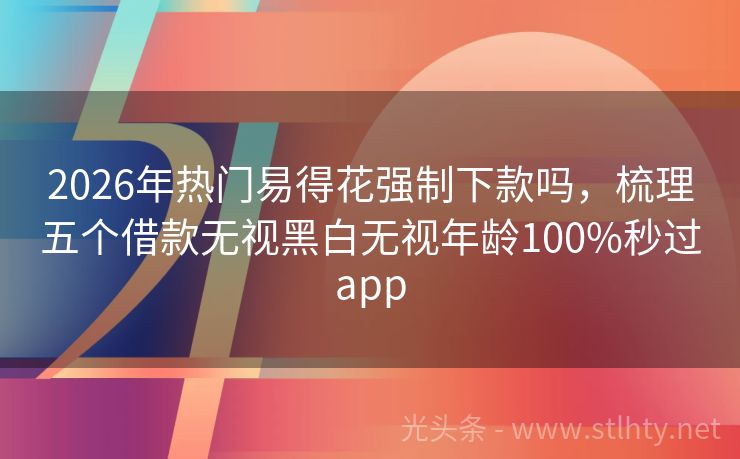 2026年热门易得花强制下款吗，梳理五个借款无视黑白无视年龄100%秒过app