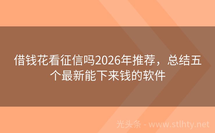 借钱花看征信吗2026年推荐，总结五个最新能下来钱的软件