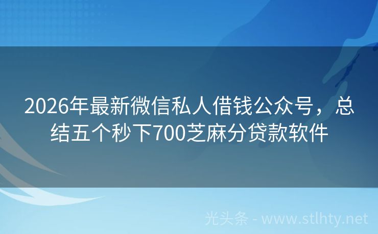 2026年最新微信私人借钱公众号，总结五个秒下700芝麻分贷款软件