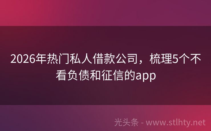 2026年热门私人借款公司，梳理5个不看负债和征信的app
