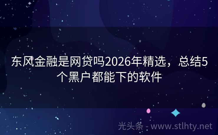 东风金融是网贷吗2026年精选，总结5个黑户都能下的软件