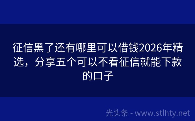 征信黑了还有哪里可以借钱2026年精选,分享五个可以不看征信就能下款的口子