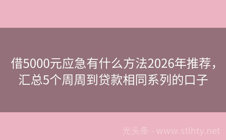 借5000元应急有什么方法2026年推荐，汇总5个周周到贷款相同系列的口子
