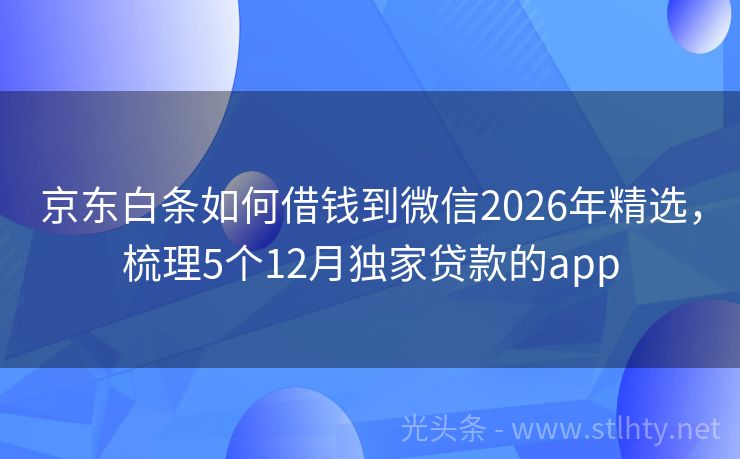 京东白条如何借钱到微信2026年精选，梳理5个12月独家贷款的app