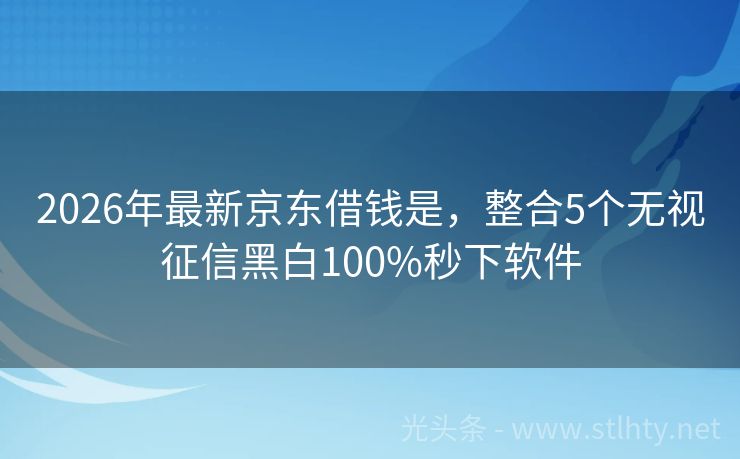 2026年最新京东借钱是，整合5个无视征信黑白100%秒下软件
