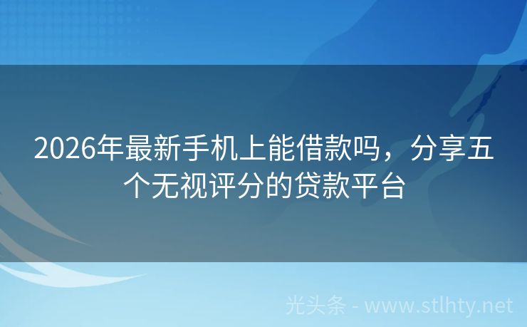 2026年最新手机上能借款吗，分享五个无视评分的贷款平台