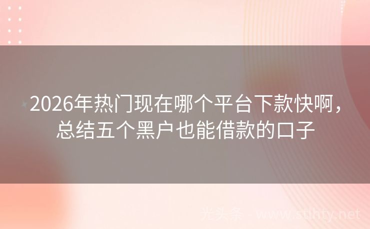 2026年热门现在哪个平台下款快啊，总结五个黑户也能借款的口子