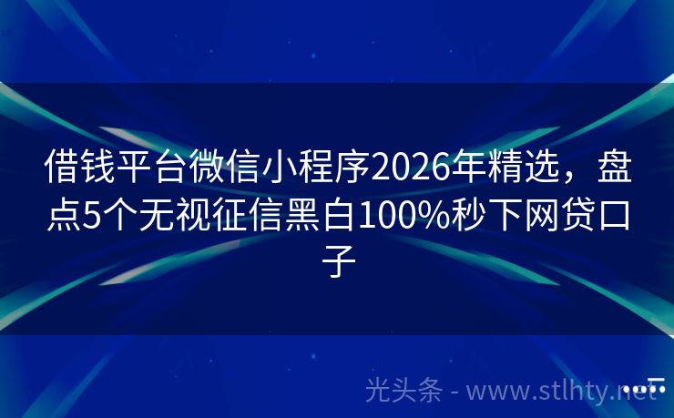 借钱平台微信小程序2026年精选，盘点5个无视征信黑白100%秒下网贷口子