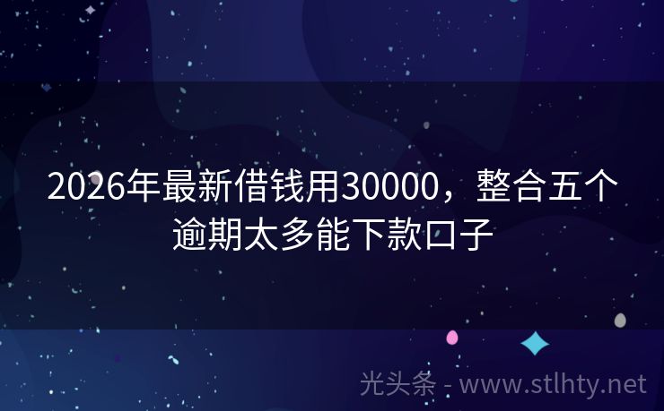 2026年最新借钱用30000，整合五个逾期太多能下款口子
