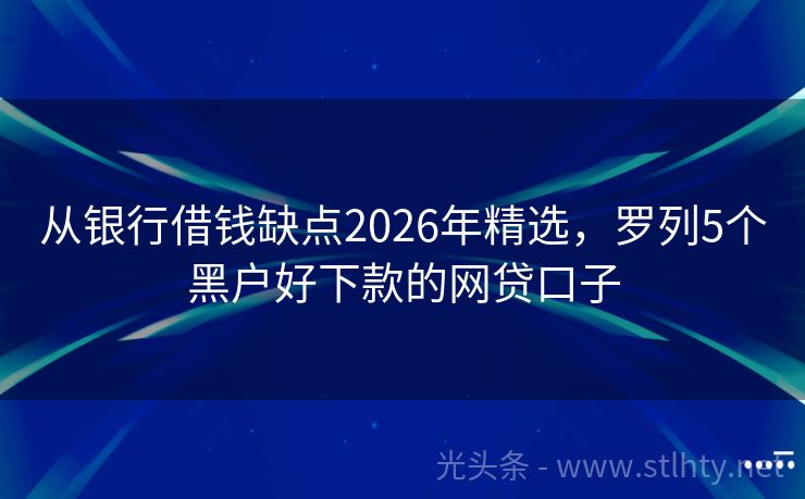 从银行借钱缺点2026年精选，罗列5个黑户好下款的网贷口子