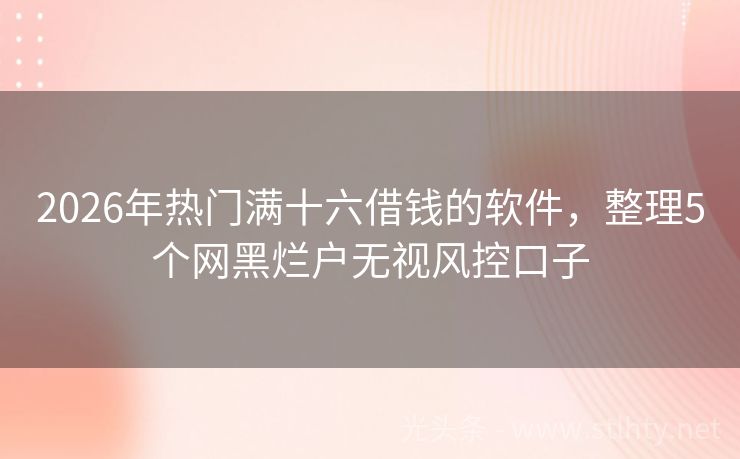 2026年热门满十六借钱的软件，整理5个网黑烂户无视风控口子