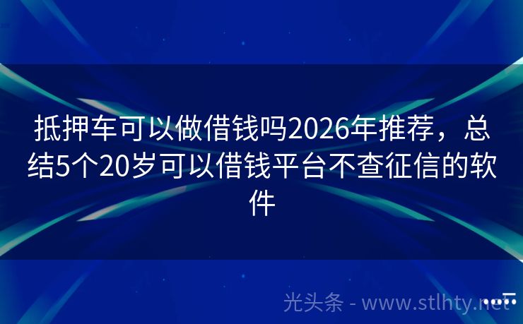 抵押车可以做借钱吗2026年推荐，总结5个20岁可以借钱平台不查征信的软件